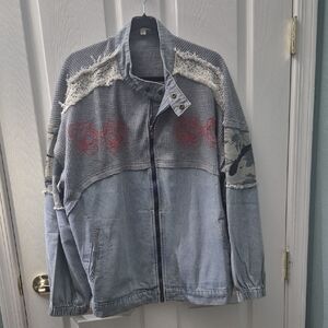 POL Denim Jacket with Beautiful Patchwprl Details!